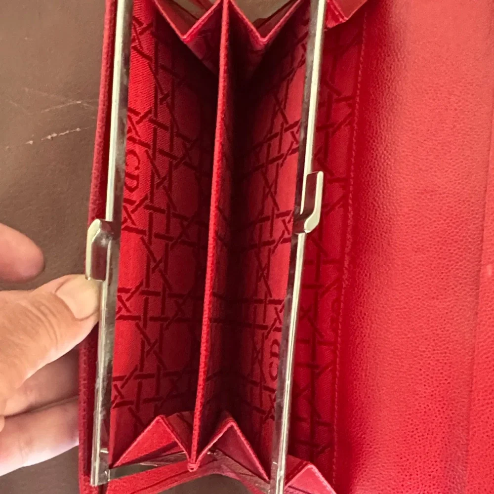 Christian Dior Red Leather Clutch or wallet